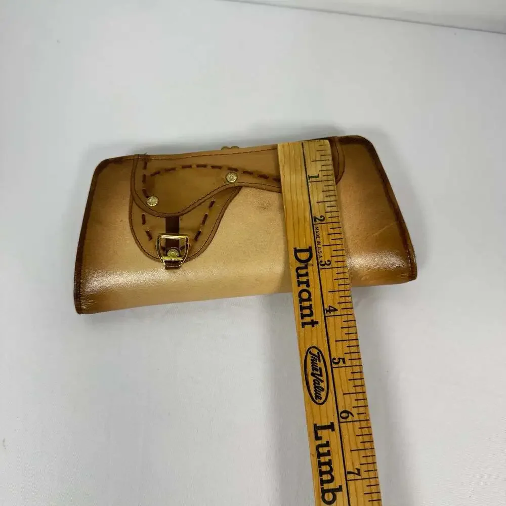 Vintage Justin Leather Goods Tooled Leather Western Saddle Clutch Wallet - Picture 9 of 9